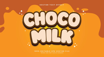 Choco milk 3d editable text effect Template Suitable for tasty food theme