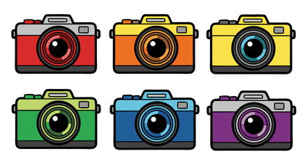 Colorful Flat Vector SVG Icon Set with Camera Illustration in Modern Minimalist Style