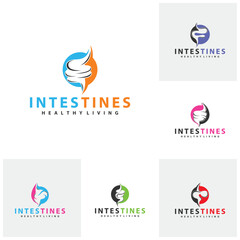 Set of Intestine human organ logo design concepts. Medical symbol. Vector illustration