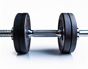 Naklejka premium a single adjustable dumbbell with textured black weight plates and a chrome handle designed for strength training and fitness workouts