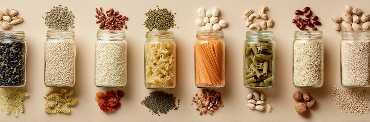 Assorted grains and nuts - Food arrangement - Natural nutrition