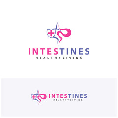 Obraz premium Healthy Intestine logo design concepts. Medical symbol. Vector illustration