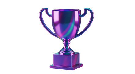 Fototapeta premium Iridescent Trophy Cup with Handles award winner isolated on a transparent background