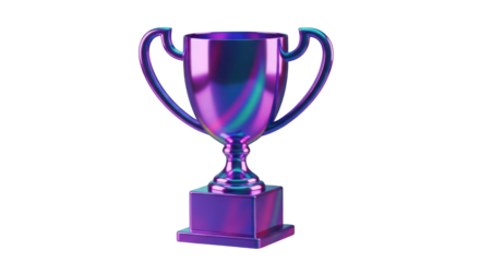 Iridescent Trophy Cup with Handles award winner isolated on a transparent background