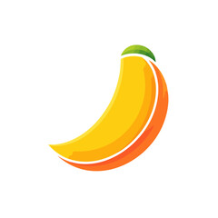 Modern Fruit Logo, Mango Slice With Smooth Curve Lines, Vector Icon Style © Rieharts