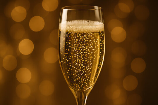 Verre de champagne avec bulles nettes