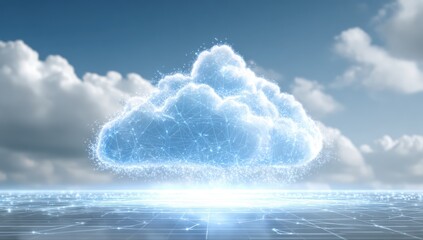 Digital cloud graphic against a sky