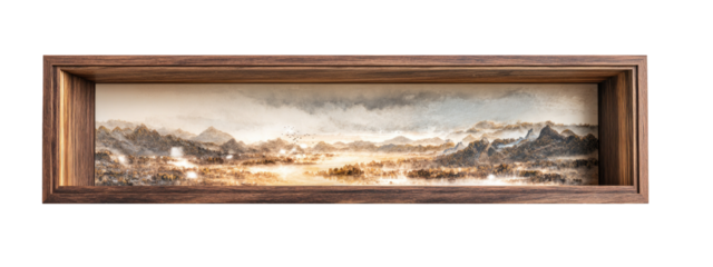 Landscape painting in a wooden frame