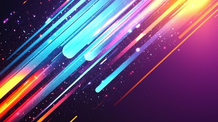 Obraz premium Colorful, abstract background with a blue stripe. The background is filled with stars and the blue stripe is outlined in yellow