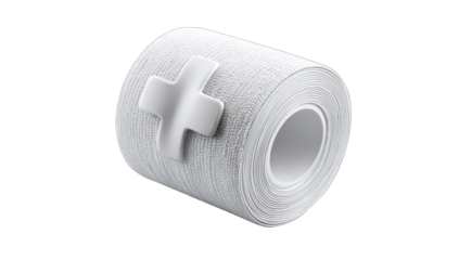 Rolled bandage with a plus sign