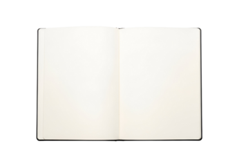 An open notebook, showcasing blank, pristine pages, ready for creative expression.