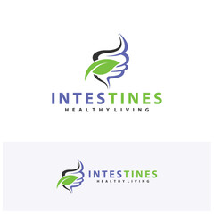 Leaf Intestine human organ logo design concepts. Medical symbol. Vector illustration
