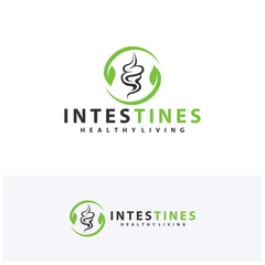 Leaf Intestine human organ logo design concepts. Medical symbol. Vector illustration