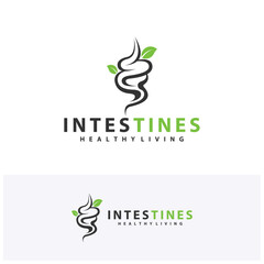 Leaf Intestine human organ logo design concepts. Medical symbol. Vector illustration