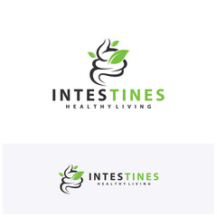 Leaf Intestine human organ logo design concepts. Medical symbol. Vector illustration
