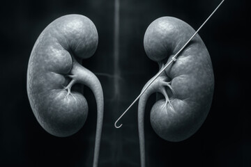 Kidney Stone Removal Medical Illustration, Minimally Invasive Procedure [Illustration]