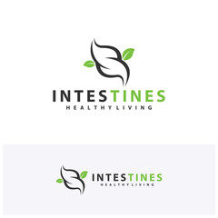 Leaf Intestine human organ logo design concepts. Medical symbol. Vector illustration