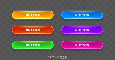 Obraz premium Light button, frame label, event web bar, buttons with color. Vector illustration