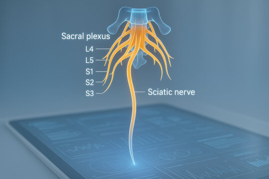 Sciatic Nerve and Sacral Plexus Illustration for Medical Purposes