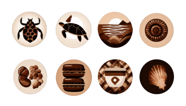 Brown icons of nature and food