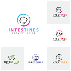 Set of Care Intestine human organ logo design concepts. Medical symbol. Vector illustration