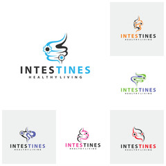 Set of Gear Intestine human organ logo design concepts. Medical symbol. Vector illustration