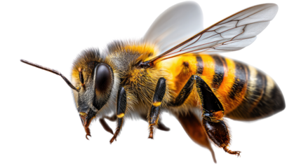 Busy Bee Close-up: A captivating close-up showcases a detailed view of a honeybee, highlighting its intricate features and the essential role it plays in our ecosystem.