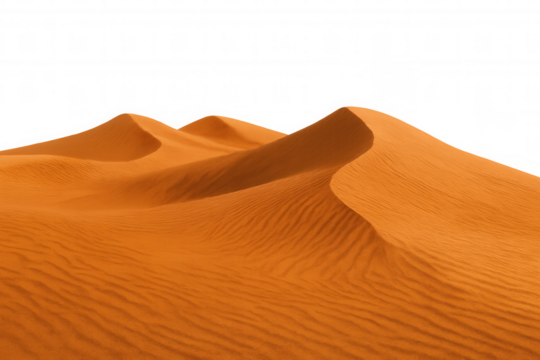 Sandy terrain undulating, forming mesmerizing desert contours with transparent background cutout