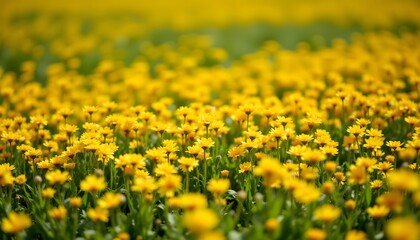 Obraz premium The bright yellow daisy blossoms stand out against the lush green grass of the meadow, their vibrant petals basking in the warm sunlight