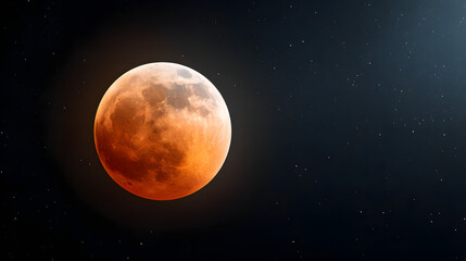 Total Lunar Eclipse Blood Moon with Stars in Night Sky