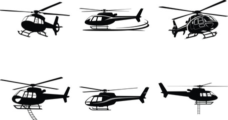 Helicopter Silhouette SVG Bundle | Aircraft Vector Clipart | Cut Files for Crafts & DIY