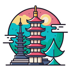 Japanese Pagoda Illustration