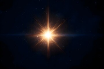 A dazzling lens flare shining in the darkness