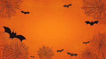 Naklejka premium Halloween background with bats and spiderwebs for spooky season design