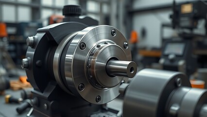 Detailed metal workpiece in an industrial workshop, showcasing precision craftsmanship.
