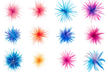 Vibrant colorful firework bursts isolated for celebrations and events
