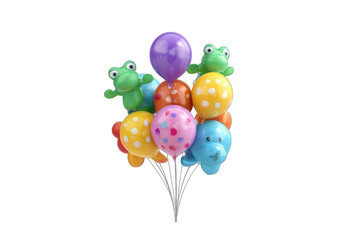 Colorful bunch of balloons with animal figurines