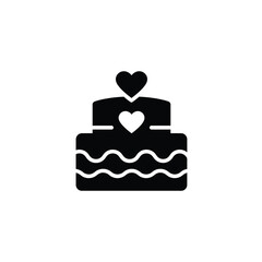 Black cake with hearts and wavy decoration love dessert