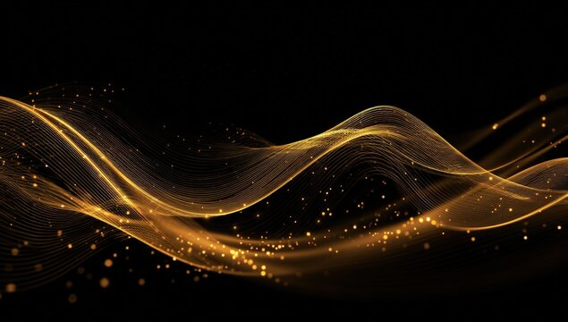 Abstract gold wave design on black background (1)