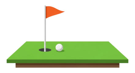 3D Golf Hole With Flag And Ball On Green Isolated On Black sport recreation isolated on a transparent background