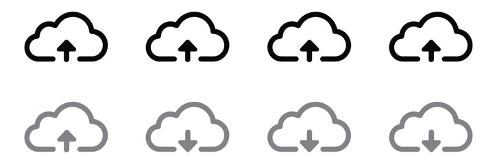 Cloud silhouettes set, large pack of vector silhouette design, isolated white background