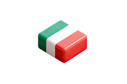 3D Italian flag cube graphic - Powered by Adobe