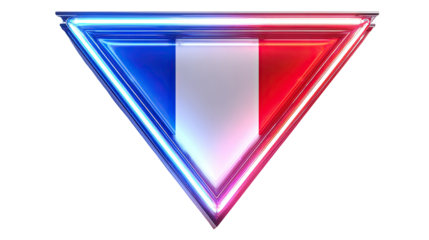 Neon French flag in a triangle shape