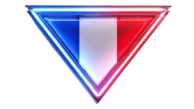 Neon French flag in a triangle shape - Powered by Adobe
