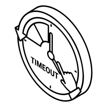 Vector illustration of a clock with 'timeout' text and broken hands symbolizing urgency or delay