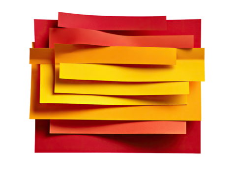 Abstract composition of overlapping colored paper rectangles