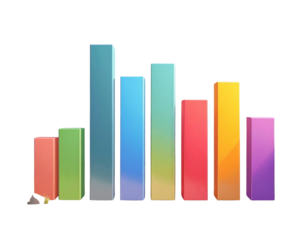 3d blank bar graph template. bar chart mock up. data analysis. colorful statistic bar