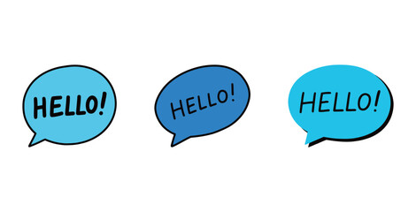 A set of three hand-drawn speech bubbles with 