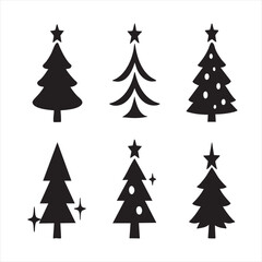 Fototapeta premium Black and White Christmas Tree Icons
