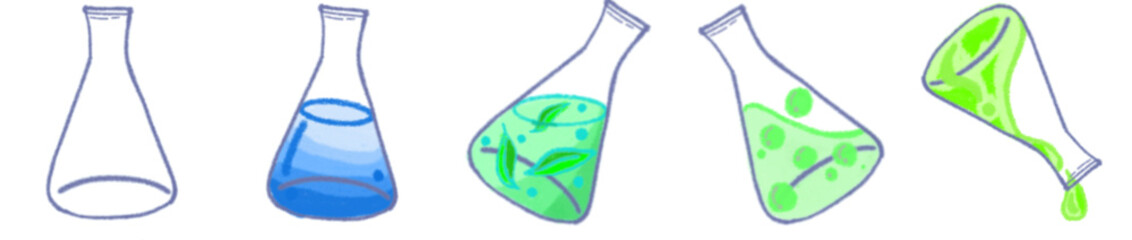 Hand Drawn Erlenmeyer Flask PNG for Scientific Experiment Design